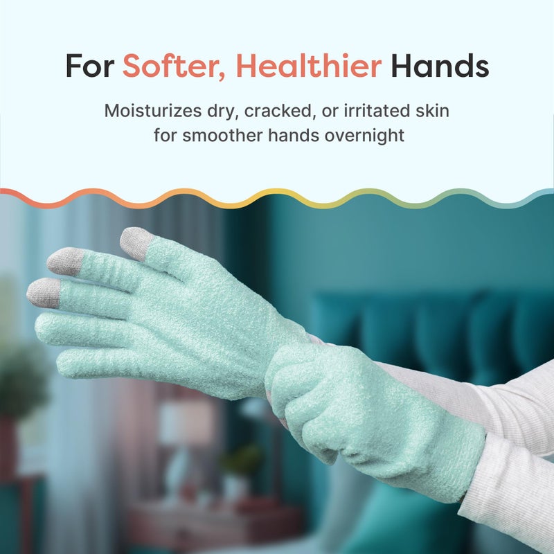 Zentoes قفازات زين توز المرطبة لليدين الجافة، جل م infused بزيت بذور الجوجوبا، زيت الزيتون وفيتامين E، مرطب لليدين طوال الليل (مقاس موحد، لون أخضر نعناعي مع أطراف وسائط) - Image 2